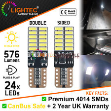 2x Flat 2 Sided CanBus 24 SMD Premium White LED T10 501 Footwell Interior Bulbs