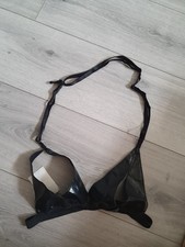 BNWT Vintage Ann Summers Black PVC Split Cup Peephole Bra Size 10-12
