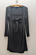 Twin Set Simona Barbieri Shift Dress Women Size M Black Stretch Front Bow Detail
