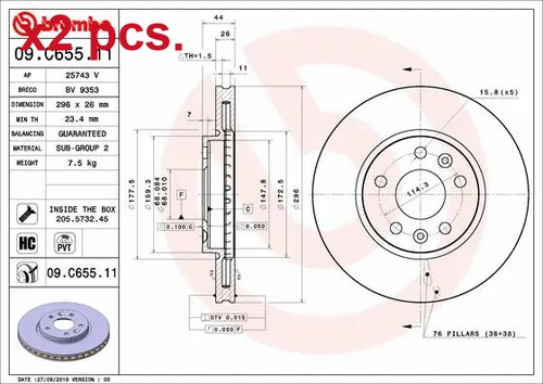 Pcs front brake disc rotos - front,