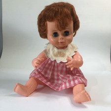uneeda brand doll baby open and shut eyes made in hong kong red hair pose-able v
