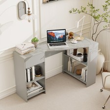 Grey L-Shaped Computer Desk