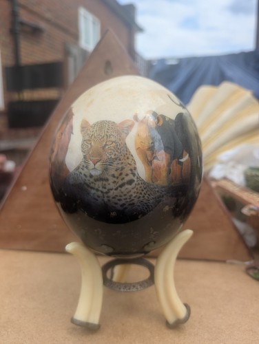 Hand painted ostrich egg - hand, with