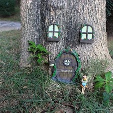 Outdoor Decoration Fairy Garden Miniature Fairy Gnome Window Door Set Pendant