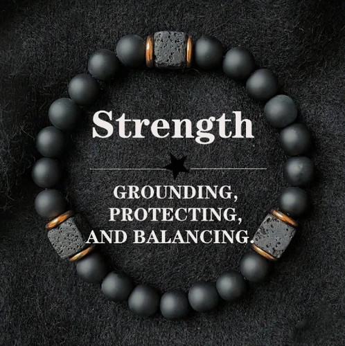 Men volcanic stone bracelet - stone,