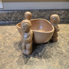 MCM Matte Glaze Brown Ceramic Orchids of Hawaii Scorpion Bowl Marked