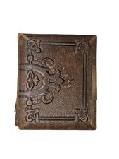 EMPTY VICTORIAN LEATHER PHOTO ALBUM FOR CDVS ANTIQUE 