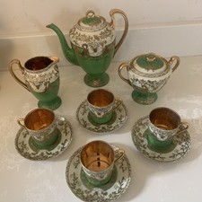 Genuine Samurai China Coffee Service~Cream with Handpainted Green & Gold 55A