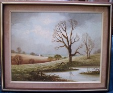 Bucolic Scene in Winter Oil on