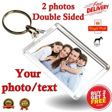 PERSONALISED PHOTO KEYRING BIRTHDAY Any Image Text Double Sided Acrylic Key