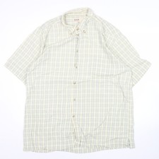 EWM Men’s Beige Check Button-Up Short Sleeve Shirt XL