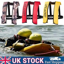 Inflatable Life Jacket 150N Buoyancy Professional Sailing Boat Adults Vest UK·