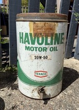 Vintage Texaco Havoline Motor Oil Dispensing Drum Can With Tap 5 Gallon