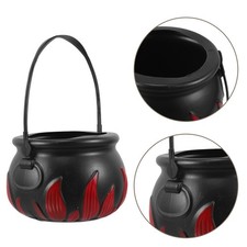  4 Pcs Halloween Cauldron Bucket Mini Pumpkin Flame Treat Candy Kettle