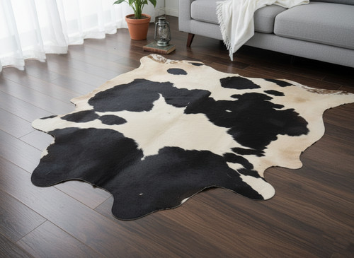 Real cowhide rug - cowhide, black