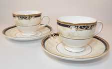 2 Wedgwood Cornucopia Footed Teacups & Saucers 1st Quality Lot A Excellent