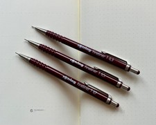 Set 3x rOtring Fineliner T 0.3, 5, 7 Tikky Wine Red 1st gen 1970/80s vintage