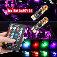 2PCS LED T10 W5W 501 RGB Colour Changing Car Wedge Side Light Bulb with Remote