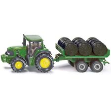 JOHN DEERE 7530 TRACTOR w/TRAILER & BALE - SIKU 1:87 BLISTER PACK