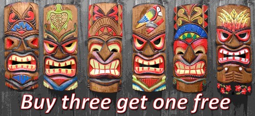 Tiki bar mask - tiki, wooden
