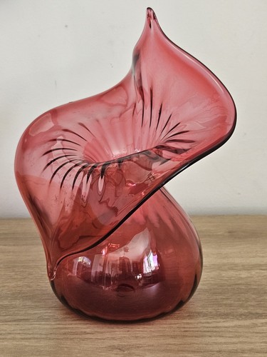 Vintage cranberry glass vase - cranberry,