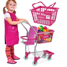 Molly Dolly Kids 2 in 1 Supermarket Shopping Trolley & Removable Basket Toy