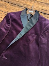 Velvet Smoking Jacket Tuxedo Evening M&S Tailored Purple Mens 38 MARKS & SPENCER