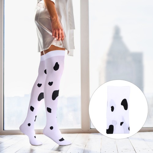 Cow print stockings over - print,