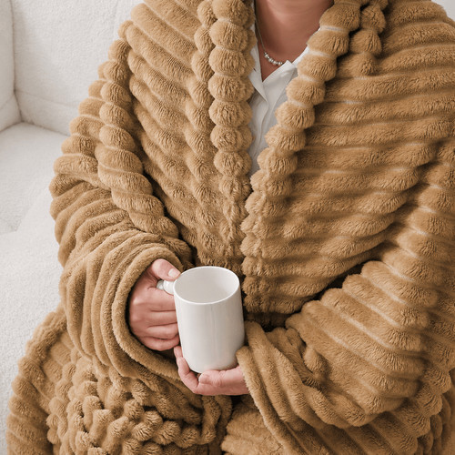 Chunky ribbed fleece throw - fleece,
