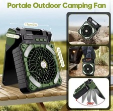 ARTECH SOLAR POWERED CAMPING FAN PORTABLE POWER BANK 5200mAh BRIGHT LED LIGHT