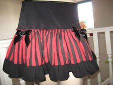 striped Skirt Black Red frilly