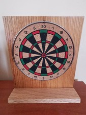 Vintage excecutive Mini Desktop Cork Dart Game 6 Metal Tip Darts Oak Wood
