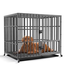 Jumbo Strong Rolling Large Dog Cage Thicken Steel Crate Kennel Removable Tray UK