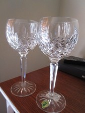 WATERFORD CRYSTAL LISMORE WINE HOCKS  STEM 7 1/2" GLASSES SET OF 2