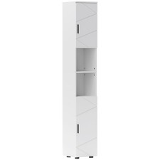 kleankin Tall Bathroom Storage Cabinet with Soft Close Mechanism, White