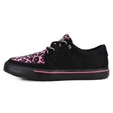T.U.K. Creeper Sneaker Black Canvas & Pink Leopard Print