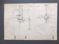 Antique 1850s Illustration Walton's Boring Machine Victorian Machinery
