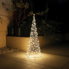 65.5CM Pyramid LED Christmas Tower with 200 Warm White Lights Festive Outdoor