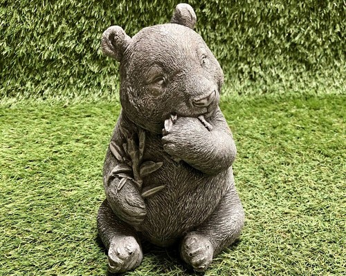 Concrete panda eating - panda,