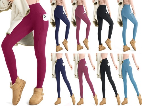 Women fleeced winter leggings - fleeced,