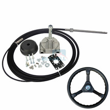 10FT 200HP Outboard Steering Kit Marine Boat Steering System W/ Helm Wheel Cable