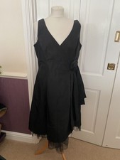 Debut Black  Netted Satin Dress waterfall front Size 16