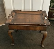 Antique Burr Walnut Occasional Table With Removeable Tray Top