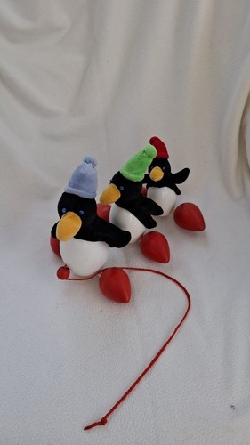 Penguin pull along wooden toy - pull,