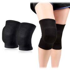 1 Pair Stretchy Knee Pads, Full Black Soft Brace Breathable Sleeve Protective 