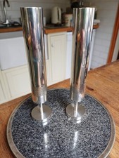 Pair of Vintage 1960s Silver Plated Bud Vases with Detail Made In England