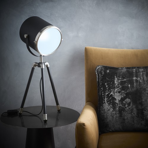 Black tripod table - table, lamp