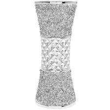 The Leonardo Collection Silver Sparkle Flower Vase With Crushed Diamonte... 