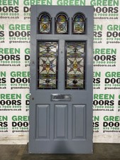 1930s LEADED GLASS FRONT DOOR