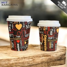 Disposable Coffee Cups – Single Wall 8oz & 12oz with Lids, Printed Cappuccino UK